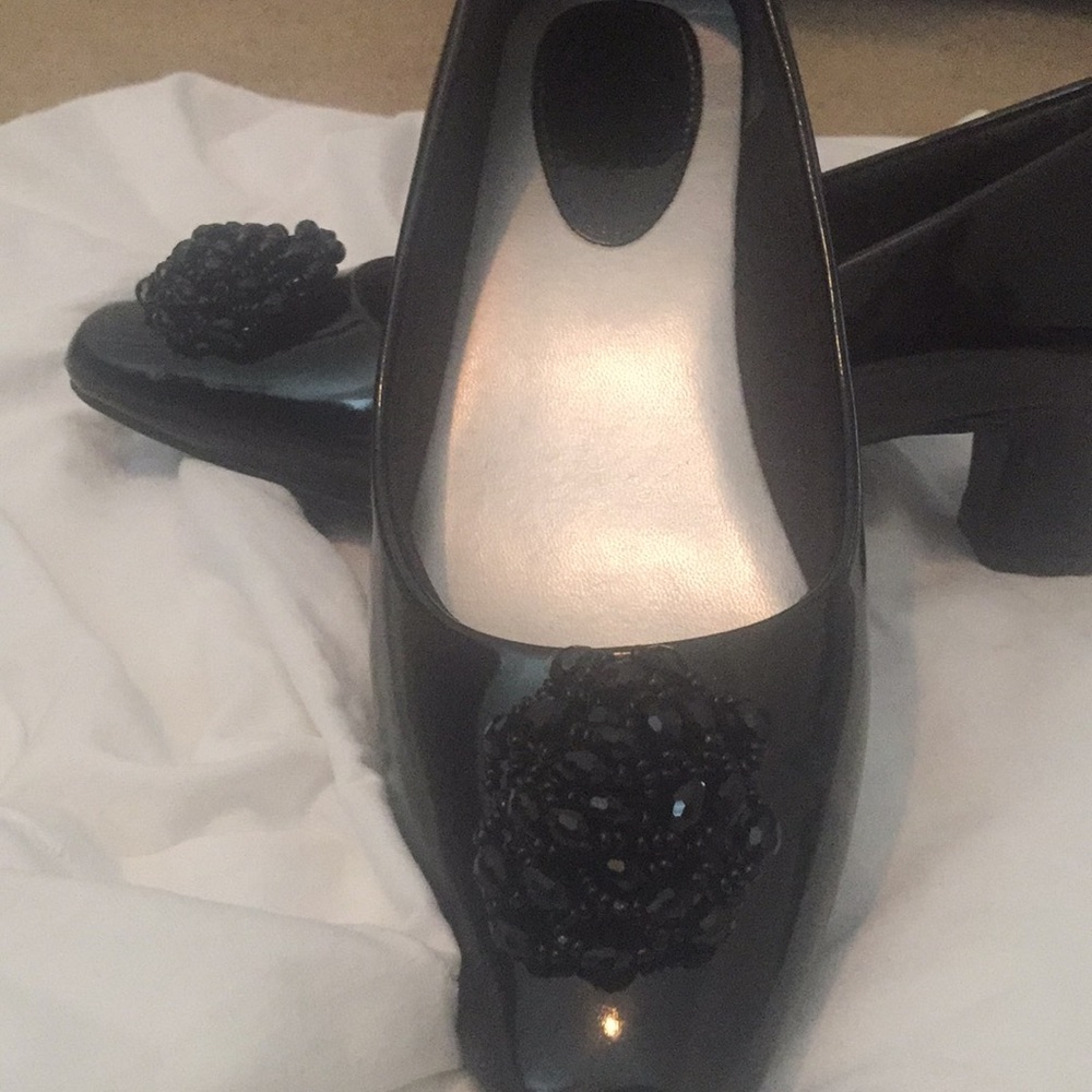 Black paten leather flats